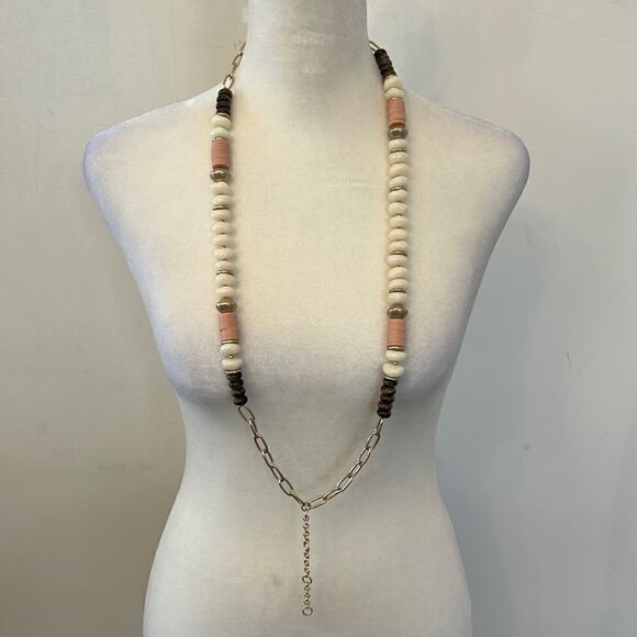Banana Republic gold, cream brown and tan beaded necklace New - Picture 1 of 7